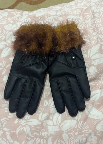 Kahverengi Kürklü Deri Kadın Eldivenleri - Görsel 3