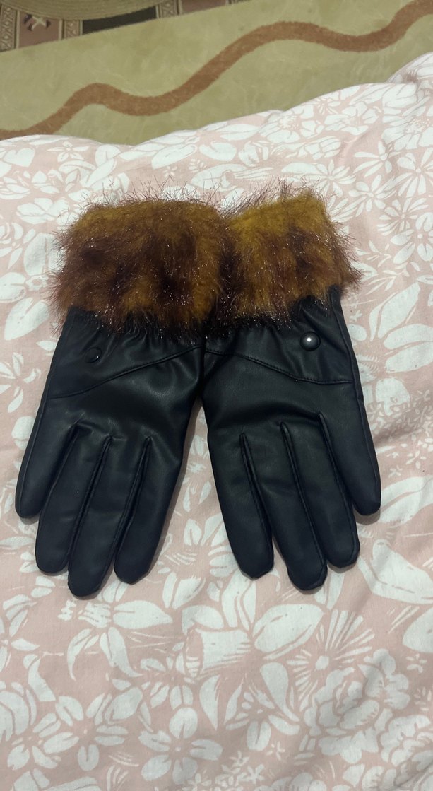 Kahverengi Kürklü Deri Kadın Eldivenleri - Görsel 4