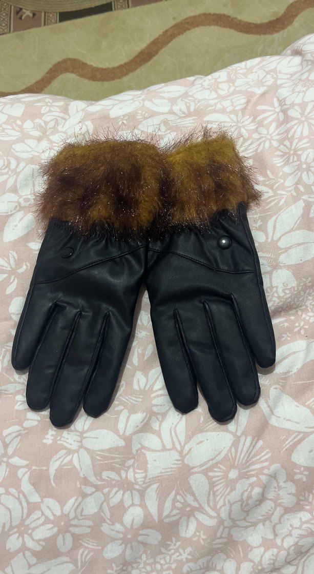 Kahverengi Kürklü Deri Kadın Eldivenleri - Görsel 3