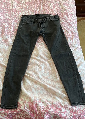 Gri Batik Desenli Bol Kesim Erkek Kot Pantolon - Görsel 3