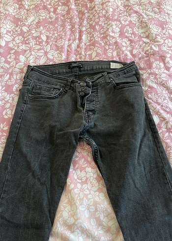 Gri Batik Desenli Bol Kesim Erkek Kot Pantolon - Görsel 6