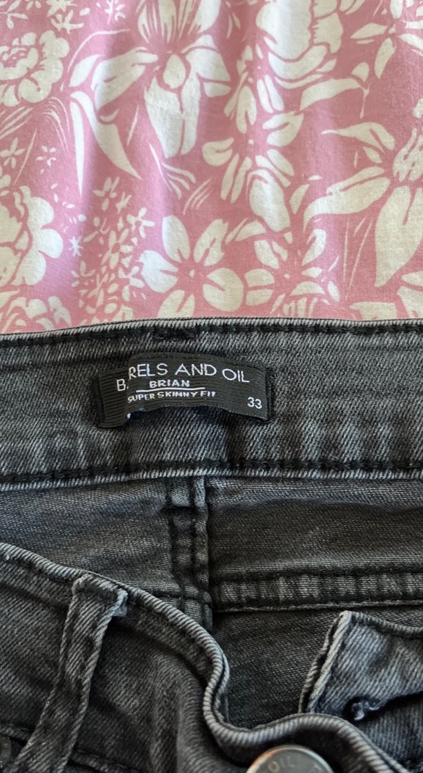 Gri Batik Desenli Bol Kesim Erkek Kot Pantolon - Görsel 4