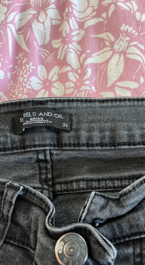 Gri Batik Desenli Bol Kesim Erkek Kot Pantolon - Görsel 5