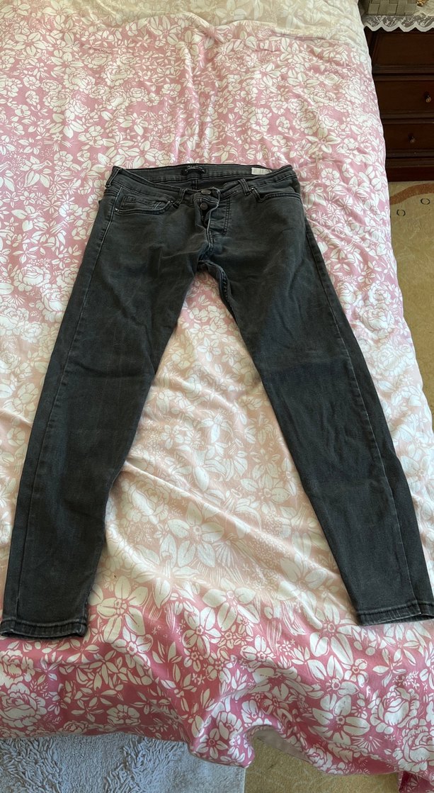 Gri Batik Desenli Bol Kesim Erkek Kot Pantolon - Görsel 2