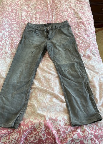 Gri Bol Kesim Midi Kot Pantolon - Görsel 2