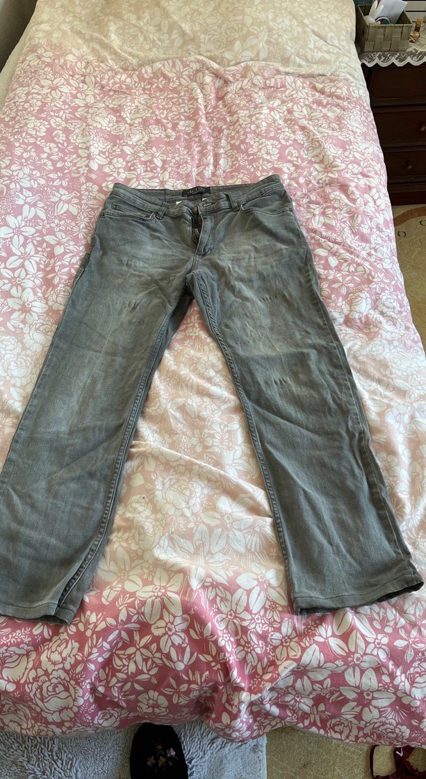 Gri Bol Kesim Midi Kot Pantolon - Görsel 2