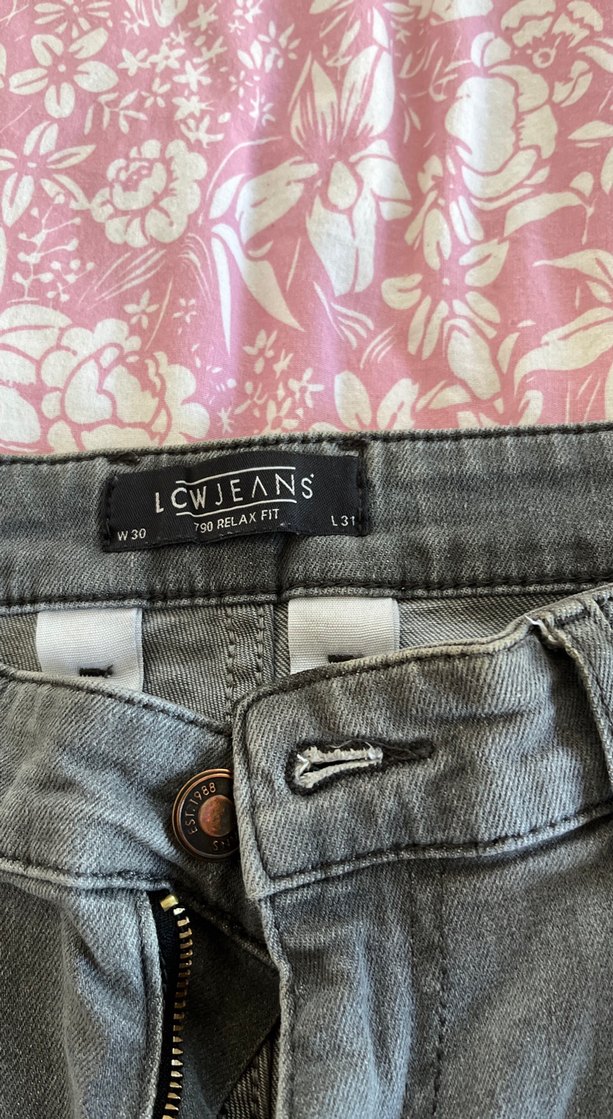 Gri Bol Kesim Midi Kot Pantolon - Görsel 4