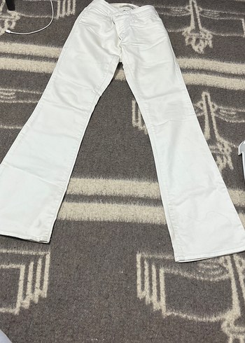 Beyaz Bol Paça Kadın Pantolon - Görsel 2