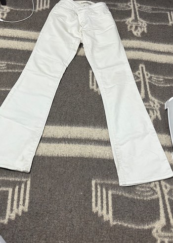 Beyaz Bol Paça Kadın Pantolon - Görsel 3