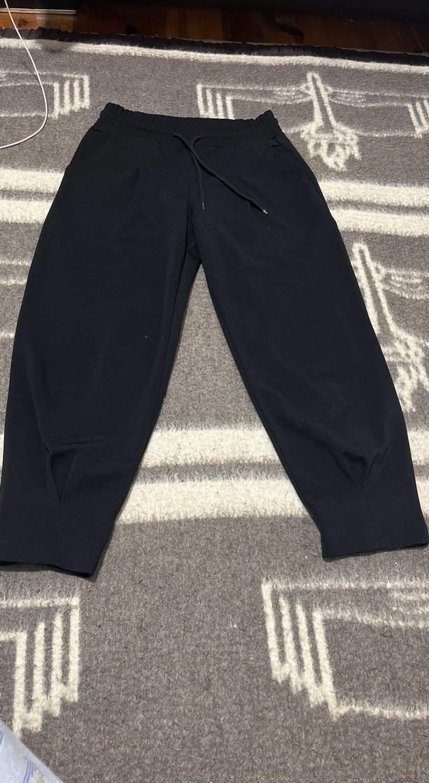 Kadın Siyah Midi Spor Rahat Pantolon - Görsel 3