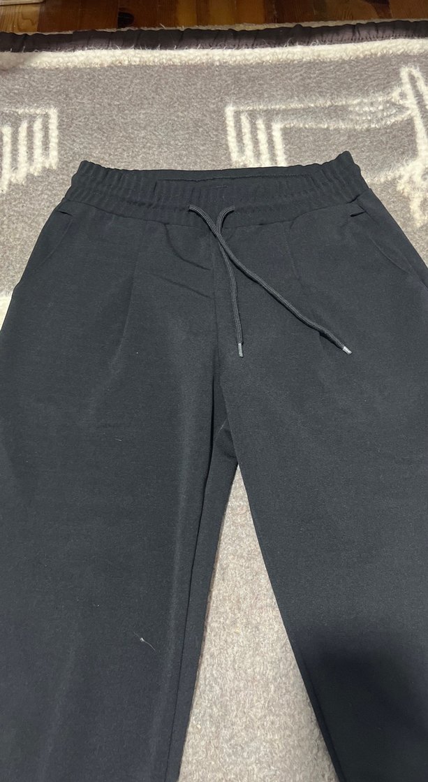 Kadın Siyah Midi Spor Rahat Pantolon - Görsel 4