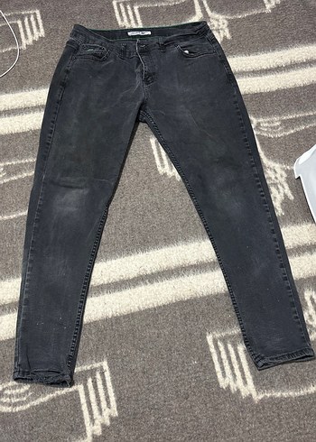 Gri Bağlama Desenli Kadın Denim Jean - Görsel 4