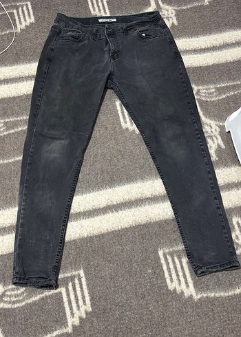 Gri Bağlama Desenli Kadın Denim Jean - Görsel 2