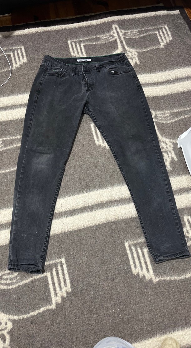 Gri Bağlama Desenli Kadın Denim Jean - Görsel 4