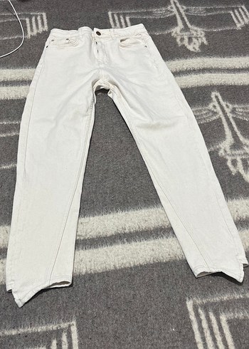 Beyaz Midi Kadın Kot Pantolon - Görsel 2