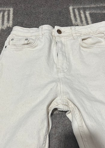 Beyaz Midi Kadın Kot Pantolon - Görsel 4