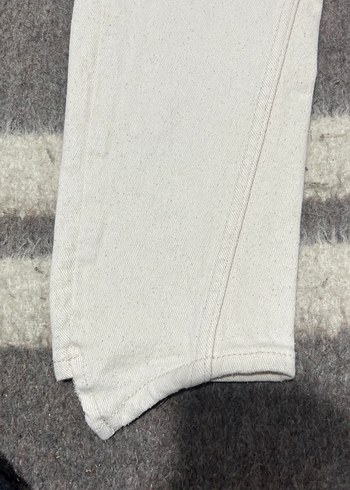 Beyaz Midi Kadın Kot Pantolon - Görsel 5