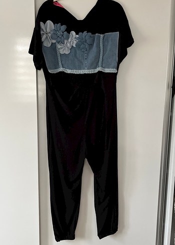 Kadın Siyah Denim Midi Tulum - Görsel 3