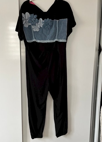 Kadın Siyah Denim Midi Tulum - Görsel 2