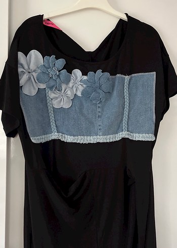 Kadın Siyah Denim Midi Tulum - Görsel 4