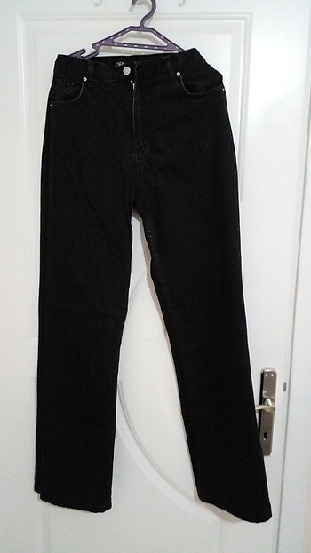 Zara Zara Siyah Wide Leg Jean Pantolon