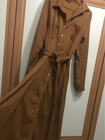 Diğer Deniz butik kadife kahverengi taba elbise