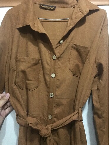 m Beden Deniz butik kadife kahverengi taba elbise