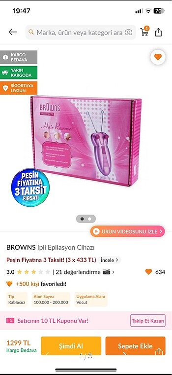 İpli epilasyon aleti