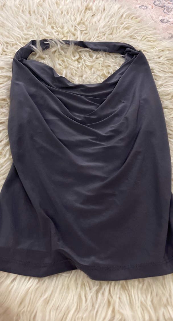 Gri Drapeli Uzun Kadın Straplez Atlet - Görsel 3