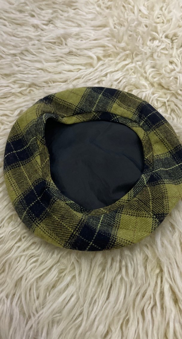 Koyu Yeşil Ekoseli vintage Bere Şapka - Görsel 3