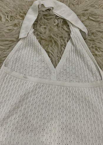 Kadın Beyaz V Yaka Örgü Süveter - Görsel 3