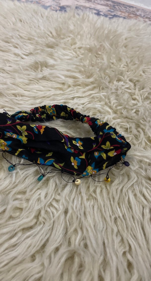 Boncuk Detaylı Çok Renkli Bohem Kadın Fuları - Görsel 2