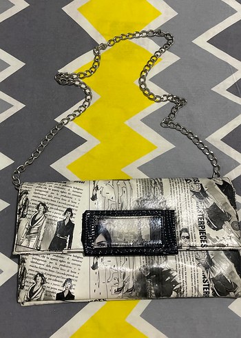 Baskılı Tokalı Kadın Portföy Çanta - Görsel 3