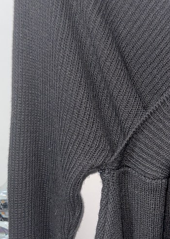 Siyah V Yaka Triko Uzun Elbise - Görsel 3