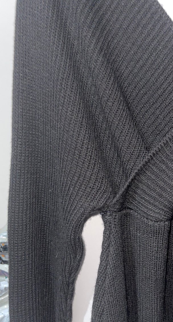 Siyah V Yaka Triko Uzun Elbise - Görsel 3