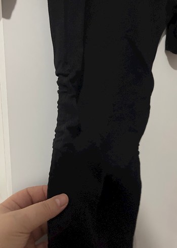 Siyah Drapeli Midi Kadın Elbise - Görsel 2