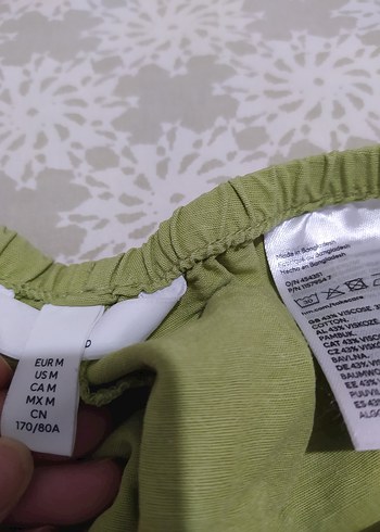 l Beden yeşil Renk Kadın Yeşil Keten Bol Kesim Pantolon