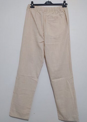 Bej Keten Rahat Kesim Erkek Pantolon - Görsel 2