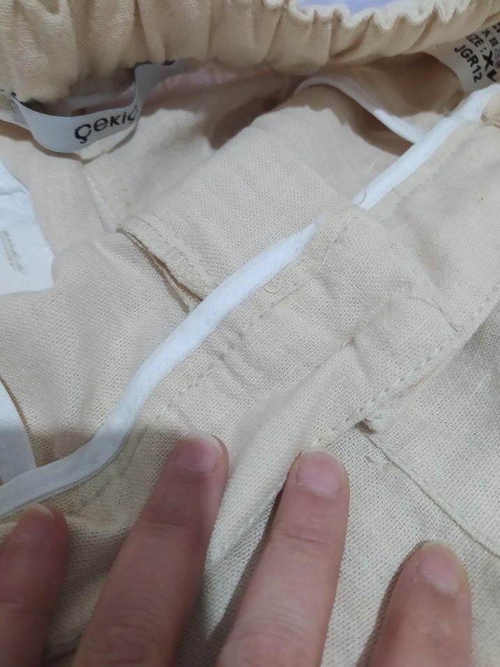 Bej Keten Rahat Kesim Erkek Pantolon - Görsel 5