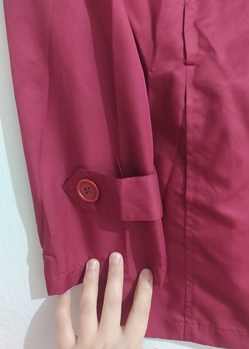 44 Beden Bordo Düğmeli Midi Trençkot