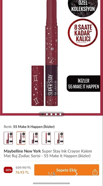 Maybelline kalem mat ruj