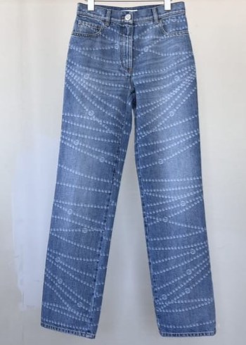 Chanel Modern Desenli Acik Mavi Denim Jean