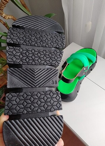 36 Beden yeşil Renk Neon yeşil sandalet