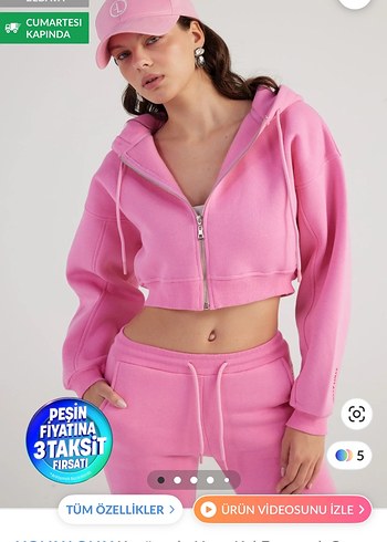 Holly kollu Pembe Kapüşonlu ceket