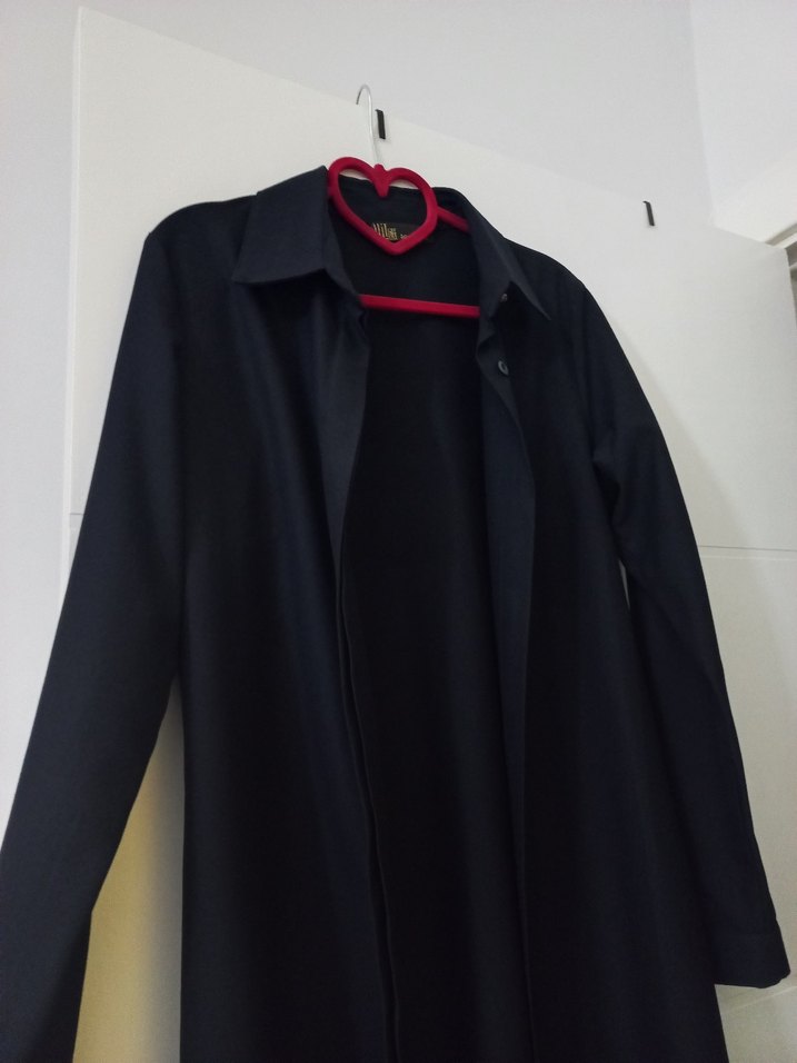 Kadın lacivert Uzun Düğmeli Klasik Kaban - Görsel 2