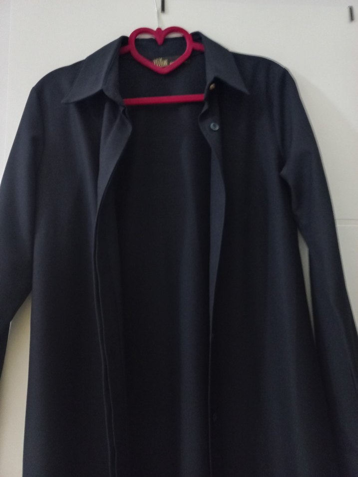 Kadın lacivert Uzun Düğmeli Klasik Kaban - Görsel 3