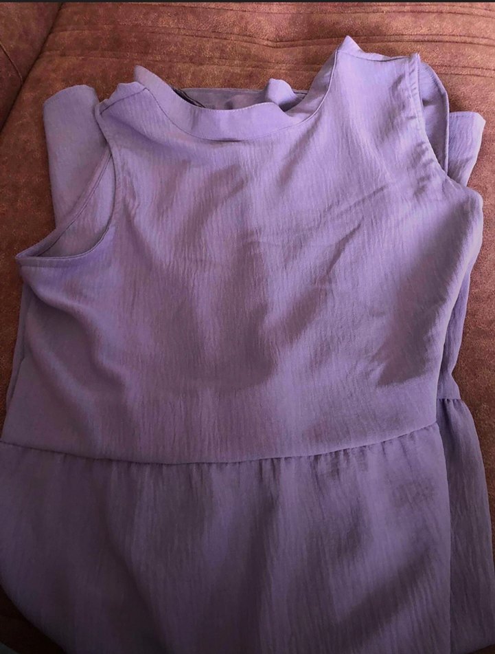 Mor Pastel Uzun Askılı Elbise - Görsel 2