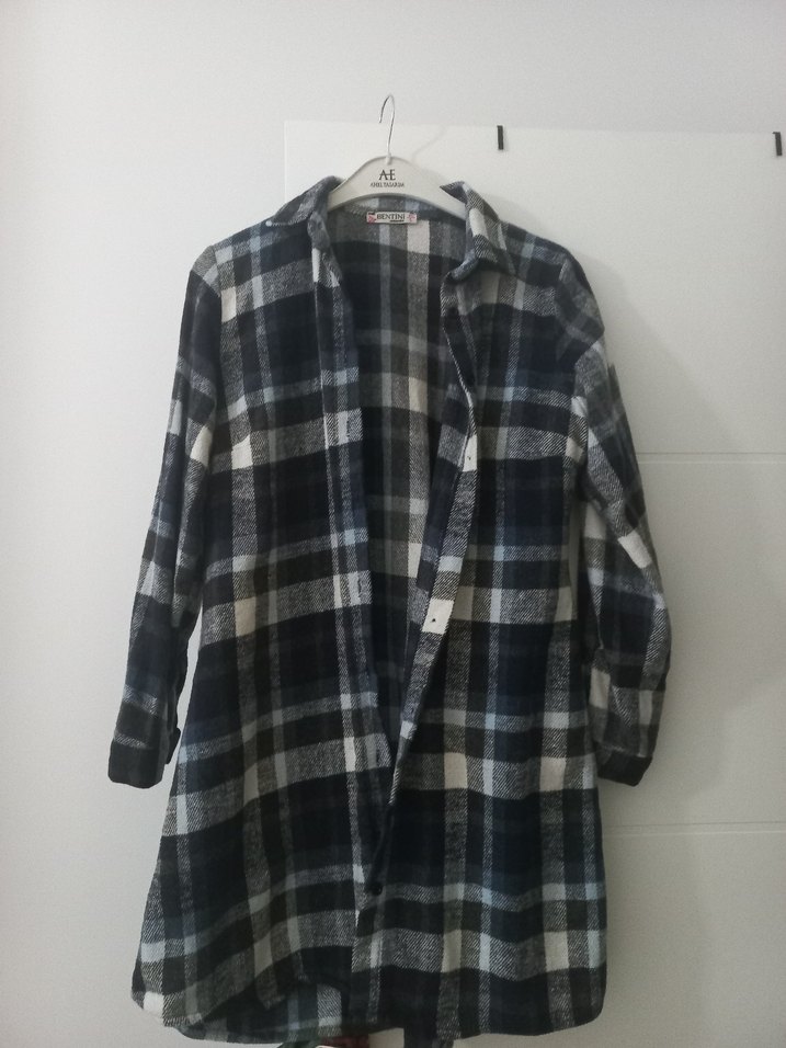 Gri Ekose Uzun Kollu Kadın Gömlek - Görsel 2