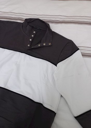 Gri Düğmeli Yüksek Yakalı Erkek Sweatshirt - Görsel 3