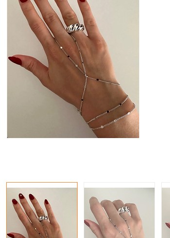 Zincir Detaylı Beyaz Kadın El Zinciri - Görsel 2